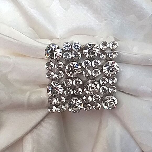 Gown Formal Semiformal Strapless Jacquard Rhinestones Bow White Like New M - Picture 4 of 13